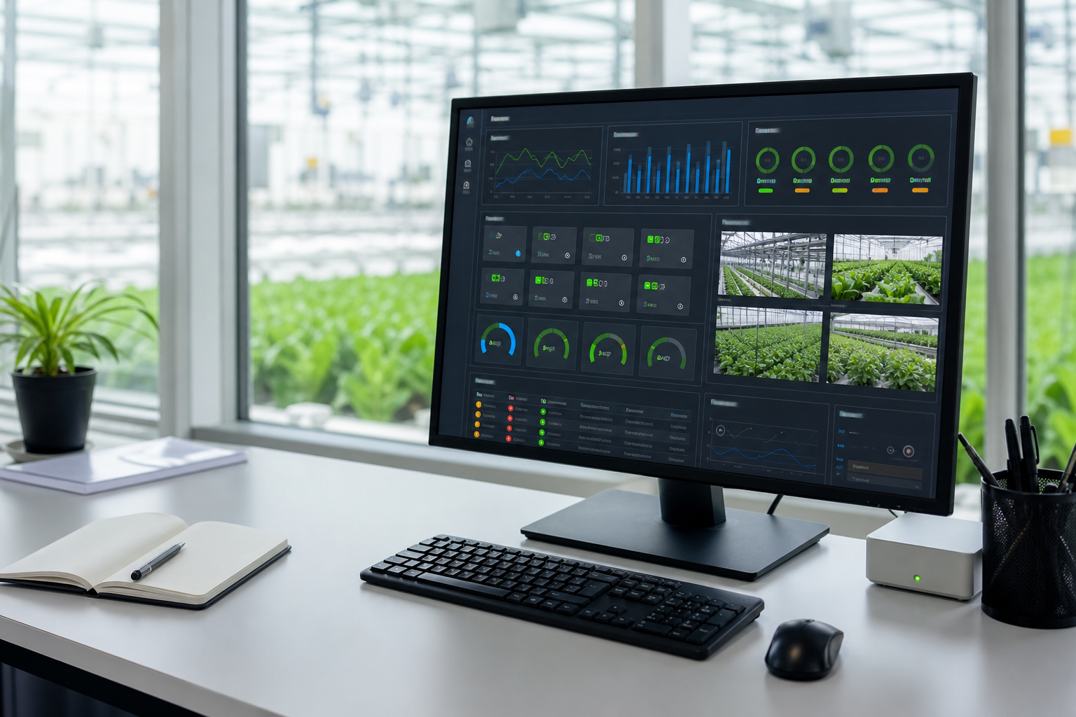 Environmental control dashboard with sensor data and control widgets